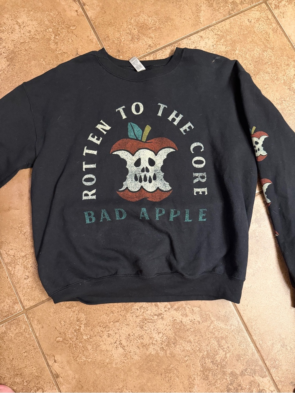 Bad Apple 'Rotten to the Core' Graphic Crewneck Sweater - Black
